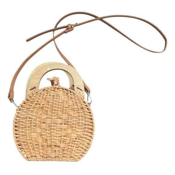 Zara Handbags - Zara round wicker basket crossbody purse coastal beachy cottagecore neutral